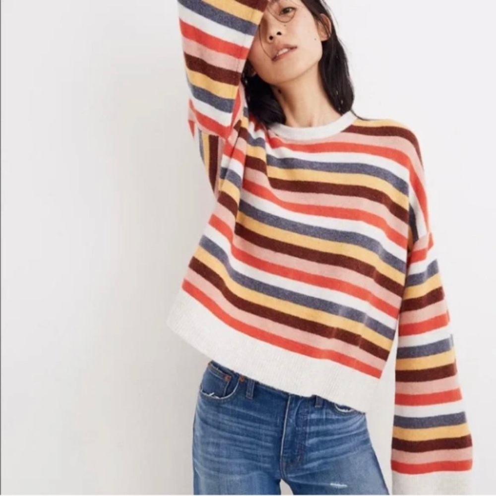 Madewell Cardiff Multicolor Stripe Oversized Sweater Size Medium